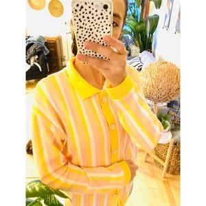 Zara striped pink/yellow/white cardigan_M